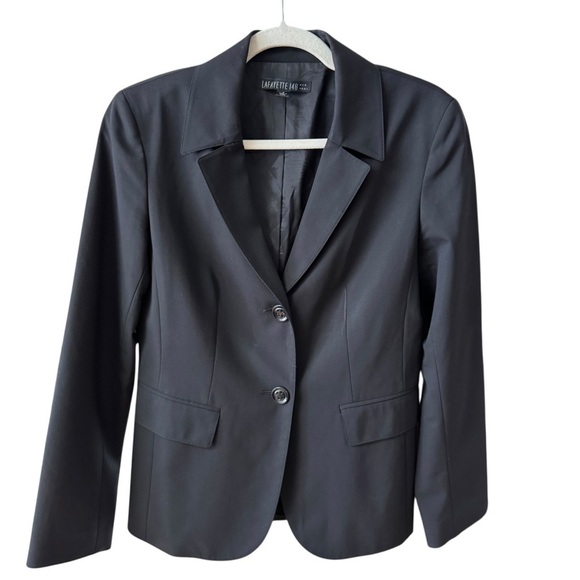 Lafayette 148 NY Wool Blend Stretch Blazer Jacket Coat Size 4 Black Office Work - Picture 10 of 10
